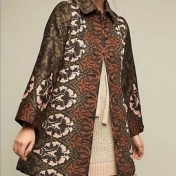 Anthropologie | Women’s olive green/brown Plenty by Tracy Reese Janice Boho Coat - Picture 14 of 16